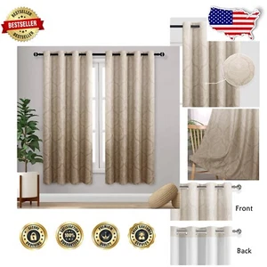 Elegant Ombre Damask Curtains - Energy-Saving Blackout Panels, 52x63'', Set of 2 - Picture 1 of 11