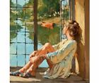 Oil Painting By Numbers Woman Looking Outside The Window Canvas Designs Displays