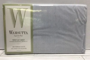 Wamsutta Supercale Plus ~ senza ferro blu Gingham check FOGLIO PIATTO DOPPIO ~ NUOVO - Foto 1 di 5