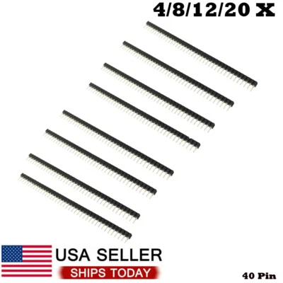 Tira de estaño PCB hembra IC rompible 40 pines una fila redonda cabezal enchufe 4/8/12/20 Foto 1 de 4