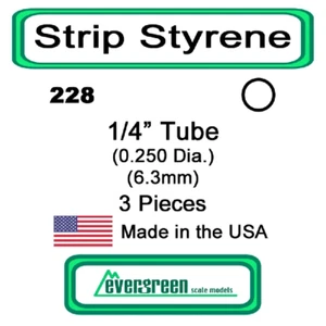 Modelos a escala de hoja perenne - tubo de estireno - diapositiva de 1/4" .250. (6,3 mm) 3 piezas #228 - Imagen 1 de 1