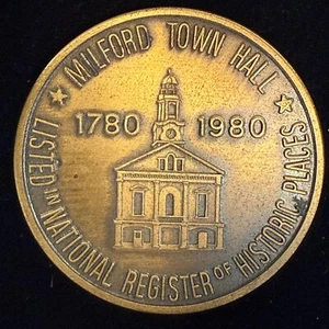 Milford MA, Medalla Conmemorativa del Bicentenario del Ayuntamiento, 1780-1980 ~ Bronce - Imagen 1 de 2