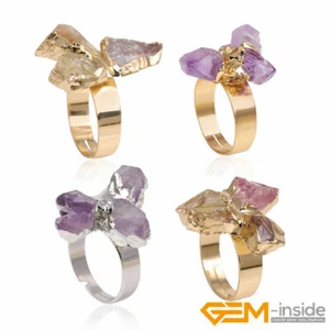 Fashion Druzy Quartz Stone Rings Gold Plated Open Adjustable Women Jewelry Gift - Picture 1 of 30