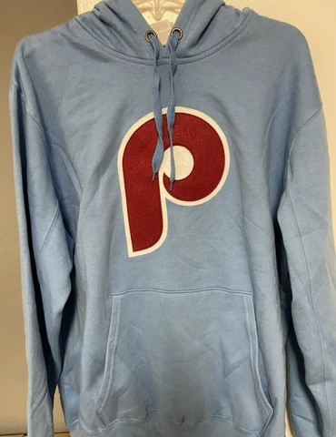MLB Majestic Philadelphia Phillies Baseball Blue Pullover Hoodie Men's Large  C Cover