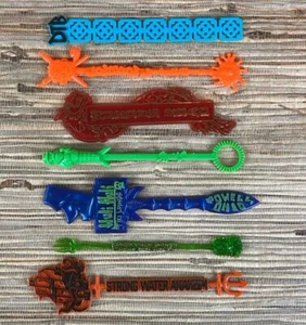Tiki Swizzle Sticks x7 Strong Water Don Beachcomber Wusong Huli Hades Sippin - Imagen 1 de 10