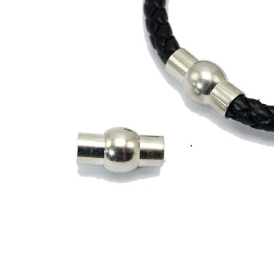 5 Sets Silver Bracelet Necklace Magnetic Clasp Glue End Caps with Large Hole 6mm - Image 1 of 4