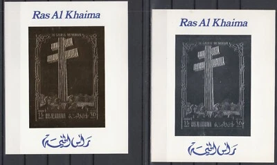 OR22556/ RAS AL KHAIMA – DE GAULLE – MI # A775B / B775B MNH BLOCKS SILVER & GOLD - Image 1 of 2