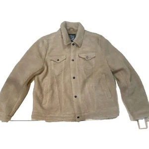 Levi's Faux Fur Sherpa Oat Snap-Button Down Trucker Jacket L NWT Cloud Dream - Picture 1 of 13