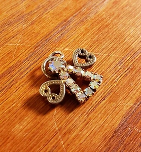 Angel Charm or Pendant With Irridescent Rhinestones Silver Tone Vintage  - Picture 1 of 3