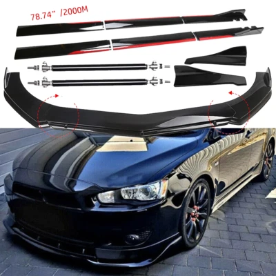 Front Rear Bumper Lip Spoiler Splitter Body Kit Side Skirt For Mitsubishi Lanc Foto 1 de 4