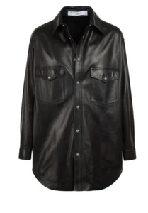 NWT IRO Edda Western Lamb Leather Over Shirt, Black Size 38/M - Picture 1 of 12