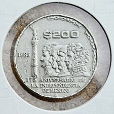1985 Mexico Coin 200 Pesos 175th Aniversario Independencia Commemorative Money B