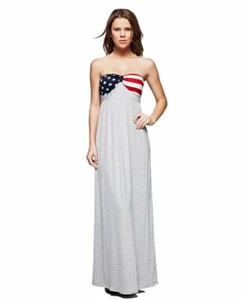American Flag Dress Strapless Elegant American Flag Bust Gray - Picture 1 of 5