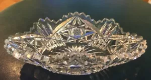 Brillant tief stark geschliffen Kristall Fächerrand oval Bonboniere Pinwheel Stil selten - Bild 1 von 12