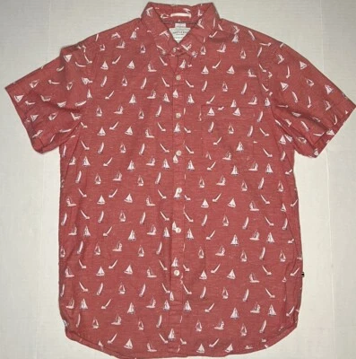 Camisa Cactus Man Ricky Singh Calce Ajustado Roja Veleros Abotonada Manga Corta Mediana Foto 1 de 4