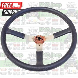 NICE CONDITION Leather Steering Wheel 87-95 Jeep Wrangler YJ OEM Gray Free Ship - Bild 1 von 24