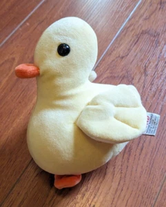1986 GUND Duck Plush Rattle Baby Toy Yellow 5" Small Stuffed Animal Vintage Rare - Picture 1 of 11