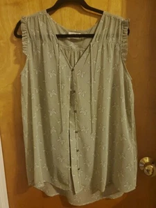 Matilda Jane Monarch Butterfly Button Up top cover Sleeveless Blouse Size XL - Picture 1 of 1