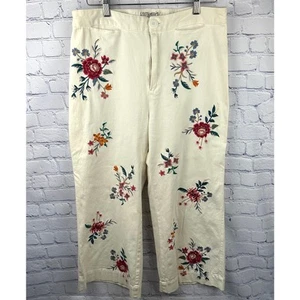 Pantalone donna Johnny Was boho ricamato floreale ritagliato gamba larga medio - Foto 1 di 16