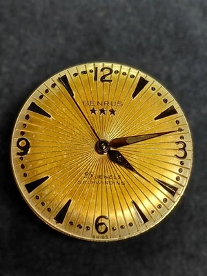 De colección 1956 Benrus Sky Commander 25J esfera Sunburst dorada/negra cuerda automática LIMPIA Foto 1 de 4