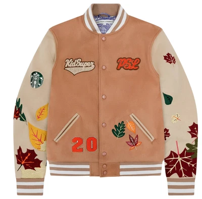 NEW KidSuper Starbucks PSL 20th Anniversary Varsity Jacket size M Chest 44" - Image 1 of 3