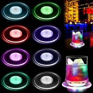 8er LED Untersetzer Bunt Bierdeckel Leuchtend für Getränke Gläser Flaschen Party - Bild 1 von 15