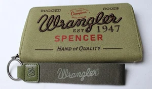 Wrangler Damen Buchstaben bestickt Canvas Kalbsleder Geldbörse CA4 grün Einheitsgröße - Bild 1 von 8