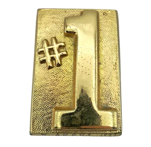 Vintage 1970s Brass #1 Paperweight award trophy A&M Leatherlines New York - Picture 1 of 5