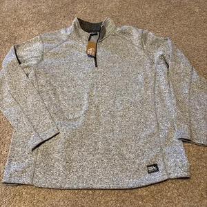 Eddie Bauer Fleece Quarter Zip Pullover Men's 2XL Light Gray Black Knit NWT - Picture 1 of 9