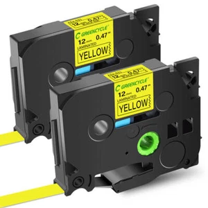 For Brother P-Touch TZ TZ-631 12mm Black on Yellow Standard Laminated Tape 2Pack - Picture 1 of 11