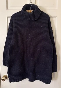 Vtg 90s Wool Blend Unique Oversized Turtleneck Sweater Jumper L XL - Picture 1 of 7