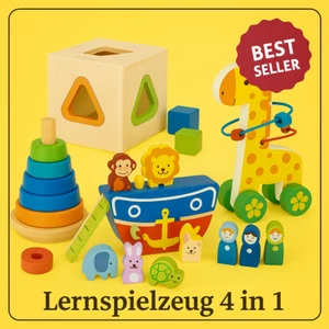 Großes Lernspielzeug-Set für Kinder, Puzzle – Tiere und Bausteine - Bild 1 von 15
