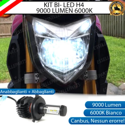 LAMPADA LED H4 6000K 9000 LUMEN CANBUS YAMAHA FZ1 1000 N MOTO NO AVARIA LUCI - Immagine 1 di 4