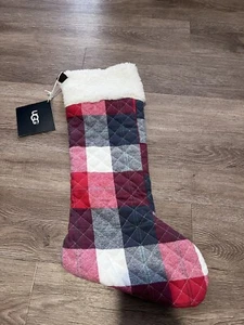 UGG Hunter Plaid Christmas Stocking Red Plaid Fleece Trim - Picture 1 of 3