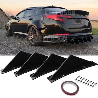 Difusor de parachoques trasero curvo negro 4 aletas de tiburón labio de alerón para KIA Optima (K5) Foto 1 de 4