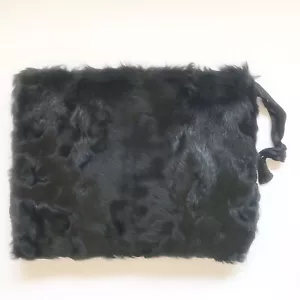 Vintage 1940er schwarz gewellter Pelz Handmuff Reißverschlusstasche 12 x 14 Handschlaufe - Bild 1 von 6