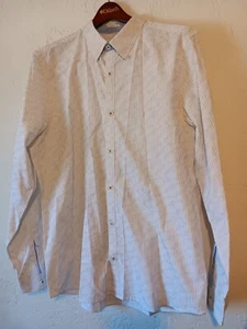 GUESS Long Sleeve Button Up Shirt Men's XL White blue Pin stripe - Picture 1 of 5