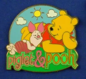Piglet & Pooh Lying in Grass with Sun Pooh & Gang Lanyard Starter Pin # 54763 - Picture 1 of 4
