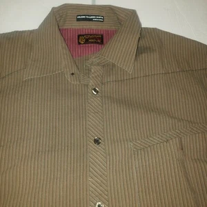 Camisa a medida Volcom manga corta marrón a rayas abotonadas para hombre mediana - Imagen 1 de 9