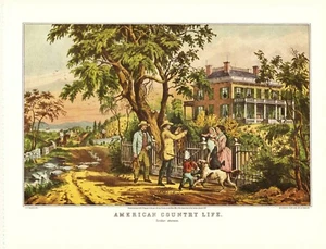 Litografía Currier & Ives Octubre Tarde American Country Life 1952 impresión 12x15 - Imagen 1 de 2