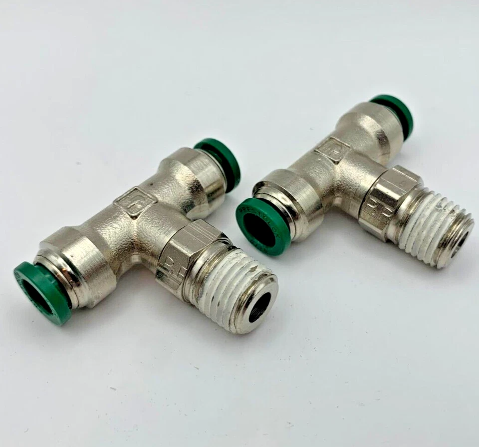 (2 Pack) 5/16" OD 1/4" NPT Prestolok Metal Male Branch Swivel Tee W172PLP-5-4 - Image 1 of 4