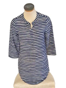 Ellen Tracy Navy White Stripped Tunic Size 6 - Picture 1 of 6