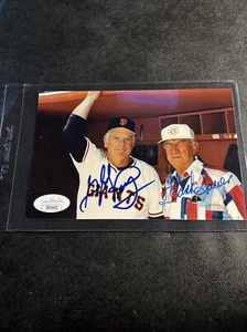 GAYLORD PERRY AND HANK SAUER Signed Snapshot 3.75 “ x 5.75” Photo JSA COA - LOOK - Picture 1 of 5