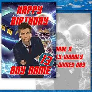 Doctor Who Birthday Card. 10th/14th Doctor, David Tennant. Add Name + Age. - Picture 1 of 3