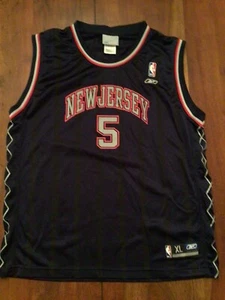 REEBOK Vintage New Jersey Nets Jason Kidd #5 Reebok Jersey Boys XL DARK BLUE - Picture 1 of 7