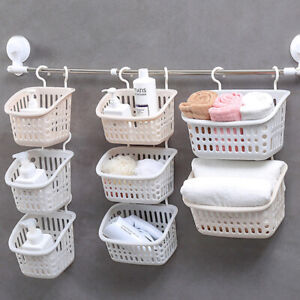 Plastic Storage Hanging Baskets Bathroom Washing Toiletries Shower Organizer FD