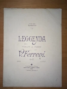 Spartito Antico V. Ferroni Leggenda per Violino e Piano Op 37 RSM Milano - Picture 1 of 4