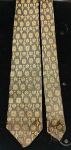 Vintage Classic Wembley Fancy Brown Olive Or Black Suit Necktie Tie A5-12 #14 - Picture 1 of 5