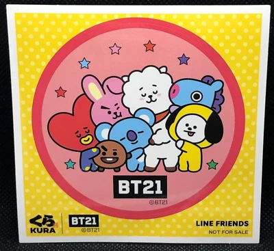 BTS sticker seal BT21 Japanese Rare Line Friends Kura Sushi Limited Japan F/S - Image 1 of 4