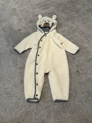 Terno urso de pelúcia marfim orelhas com capuz batata doce bebê Sherpa 24m - Imagem 1 de 3